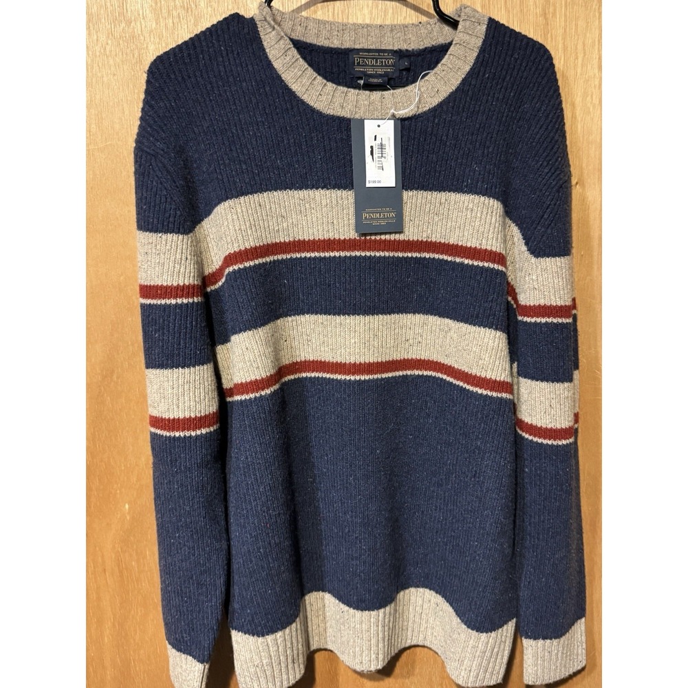 Pendleton Park Stripe Merino Wool Sweater Mens LargeCrewneck Striped NWT